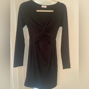 Black long sleeve ribbed dress